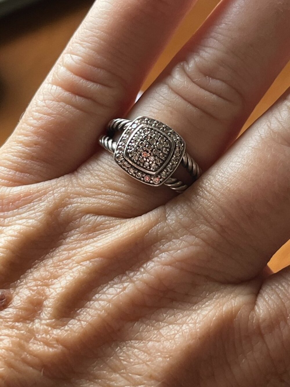 David Yurman Petite Albion Ring in Sterling Silver with Pavé Diamonds